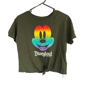 Disney PRIDE Mickey green rainbow crop top size large